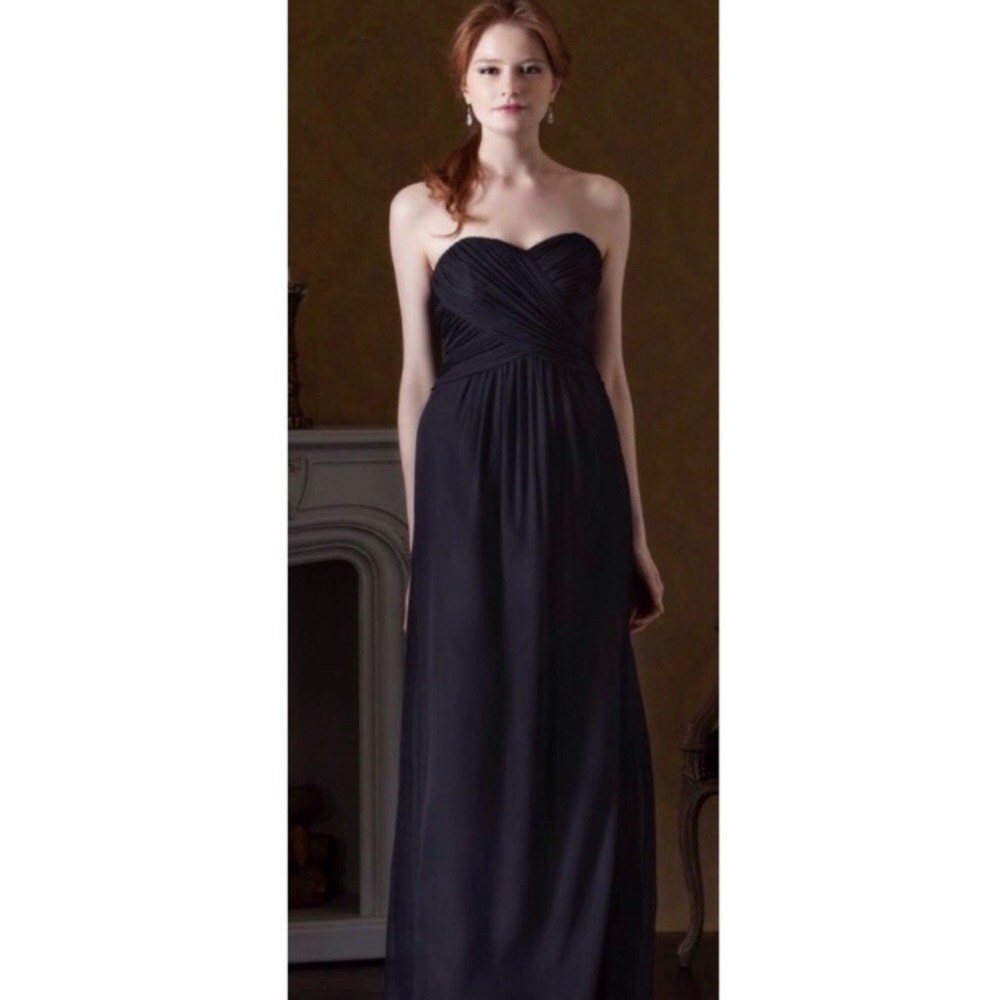 Eden Bridesmaid Black Chiffon Strapless Dress